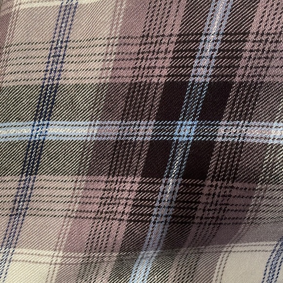 Women's Plaid Button-Up Shirt - Purple Plaid - Picture 4 of 9